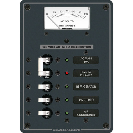 Blue Sea 8043 AC Main +3 Positions Toggle Circuit Breaker Panel - White Switches [8043]