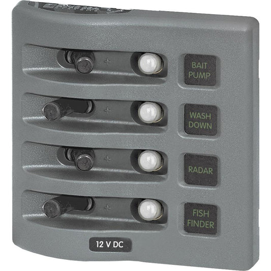 Blue Sea 4374 WeatherDeck Water Resistant Circuit Breaker Panel - 4 Position - Grey [4374]