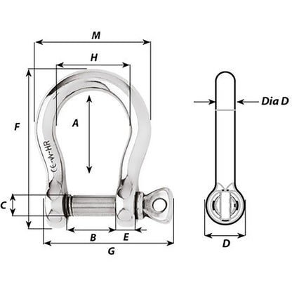 Wichard HR Bow Shackle - 10mm Pin Diameter [11245]